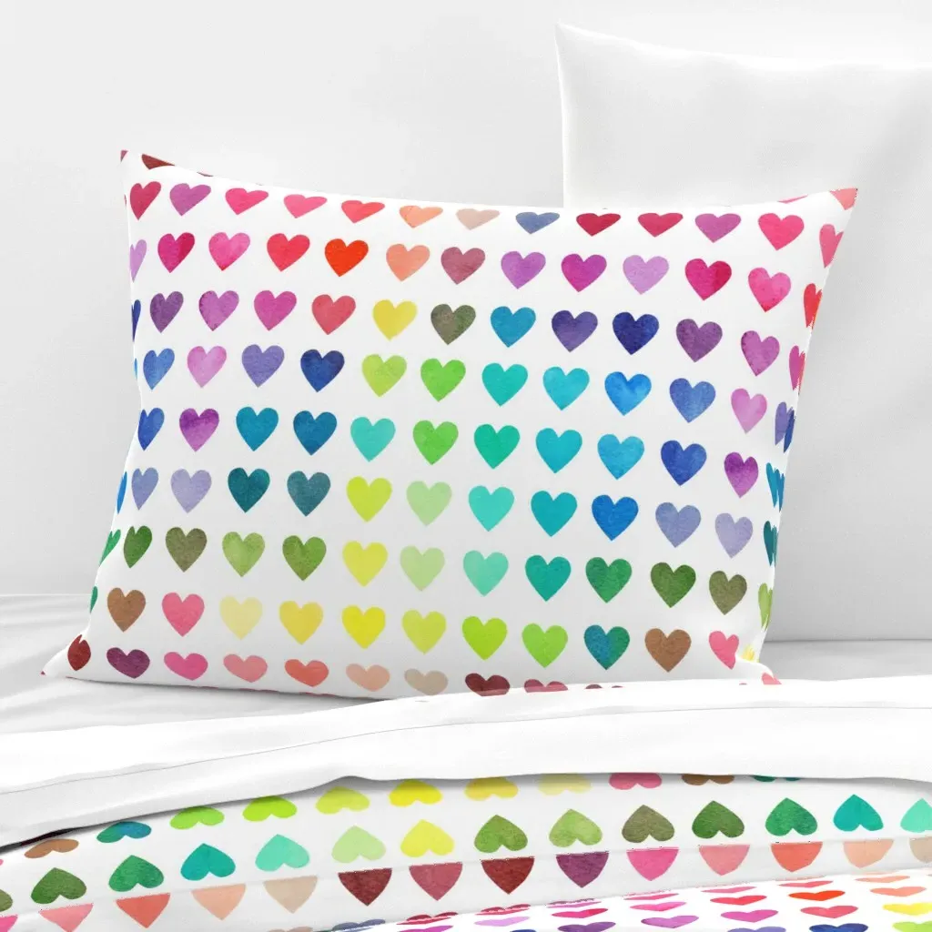 Colour Chart Hearts Standard Knife Edge Cushion Cover - Cotton Sateen product