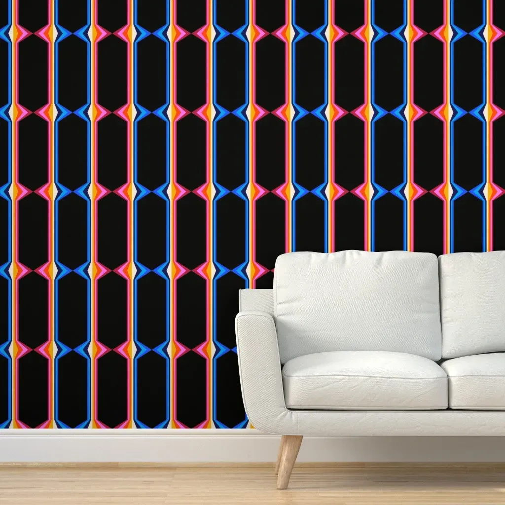 Colourful Columns Mirror Image Peel and Stick Wallpaper - Blue, Multicolour product
