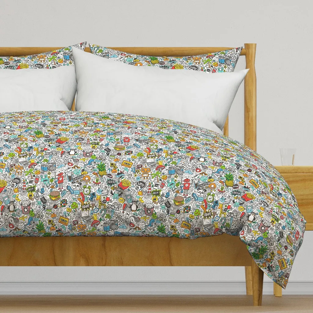 Comic Pop Art Doodle Duvet Cover - Black product