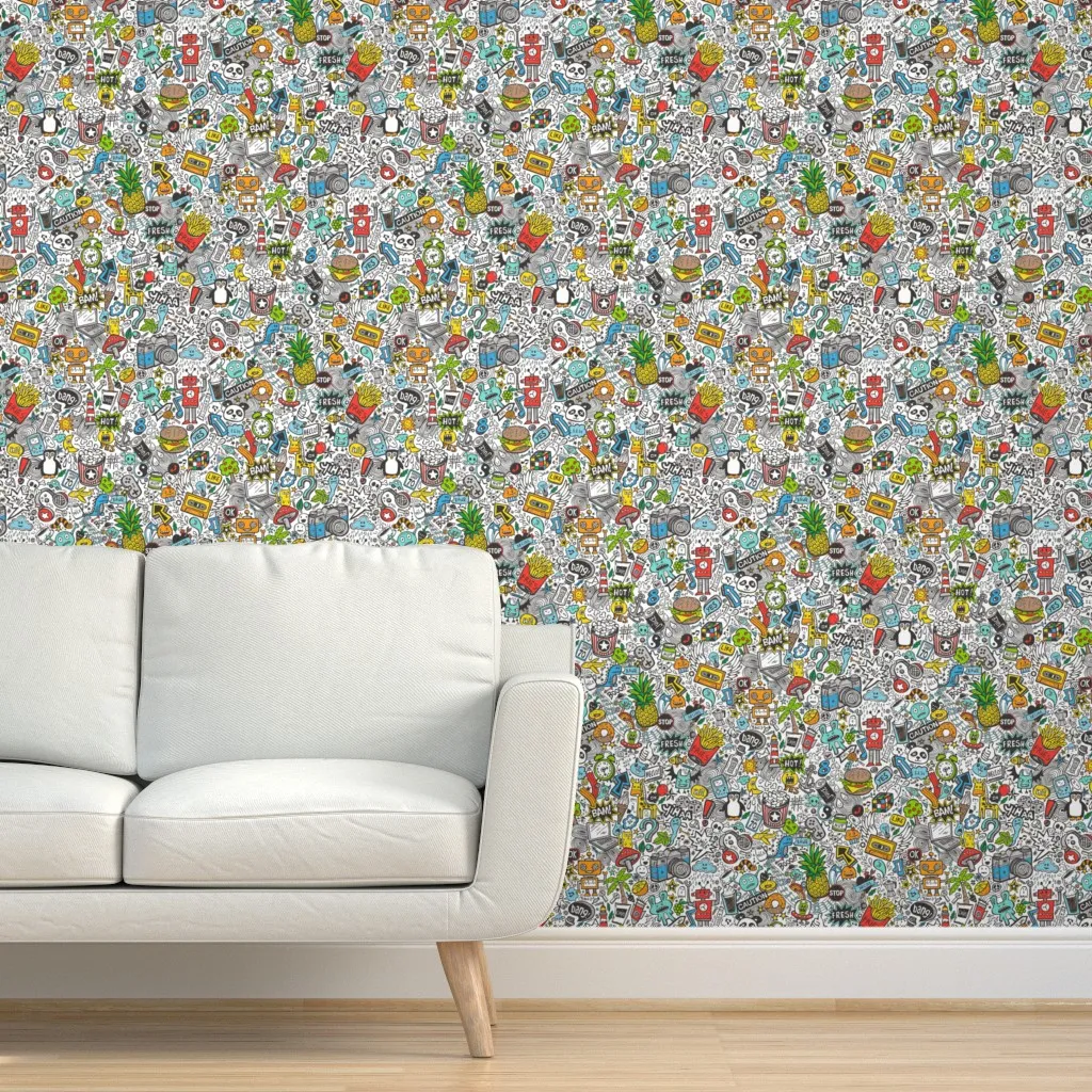 Comic Pop Art Doodle Peel and Stick Wallpaper - Black product