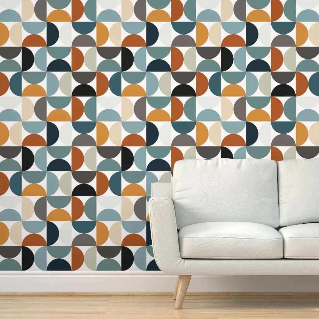 Concord Half Circles Peel and Stick Wallpaper - Burnt Orange product