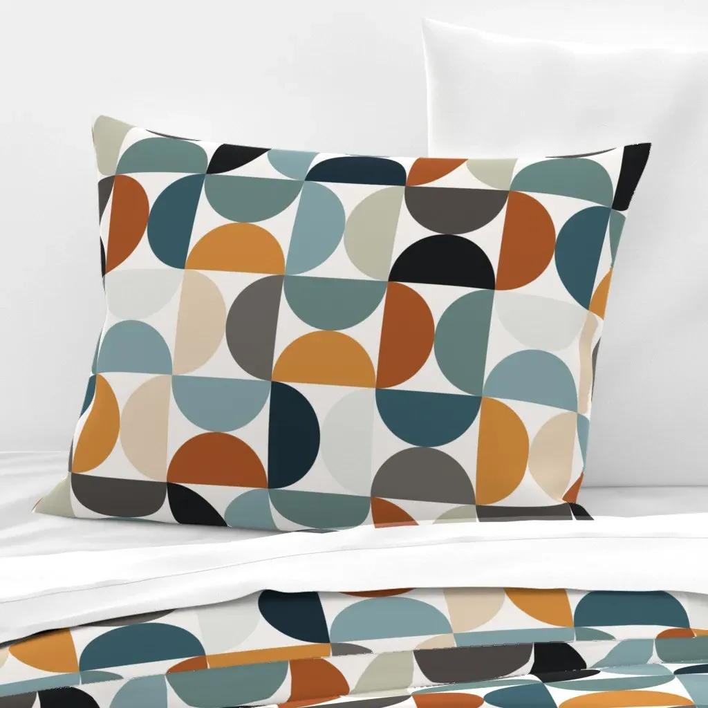 Concord Half Circles Standard Knife Edge Pillow - Burnt Orange, Cotton Sateen product