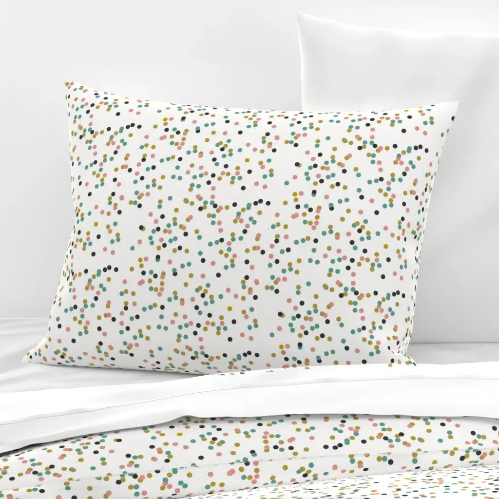 Confetti Dots Tropical Standard Knife Edge Pillow - Teal, Cotton Sateen product