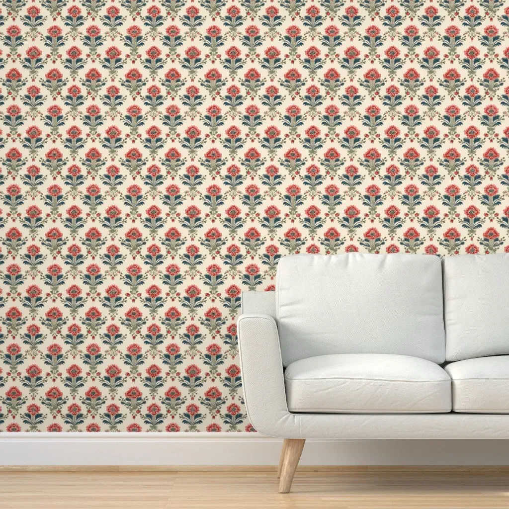 Connecticut Block Print Peel and Stick Wallpaper - Crimson Red product