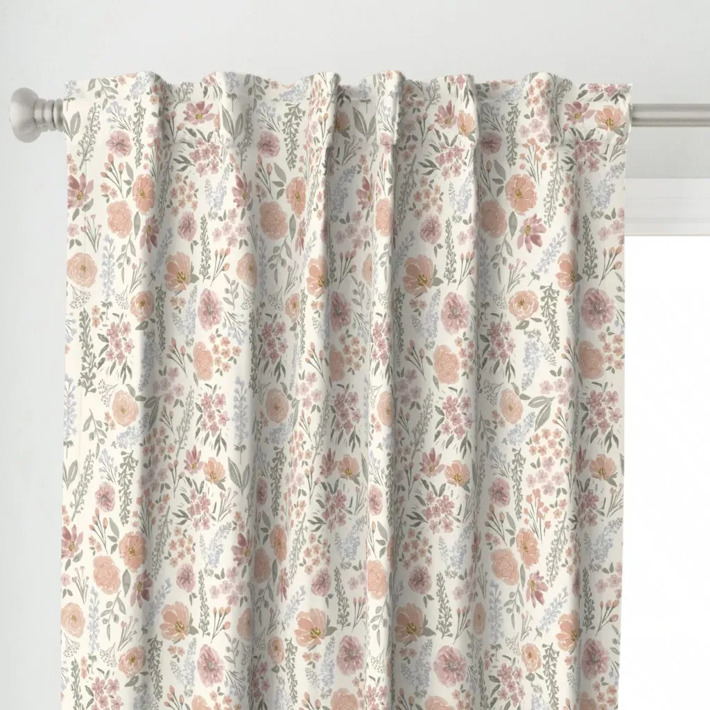 Consider The Wild Flowers Curtain Panel - Blush Pink alternate view