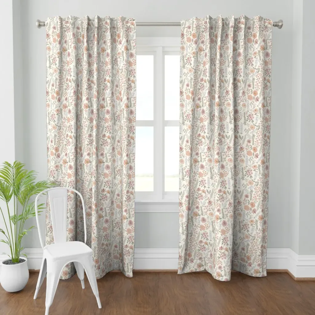 Consider The Wild Flowers Curtain Panel - Blush Pink product