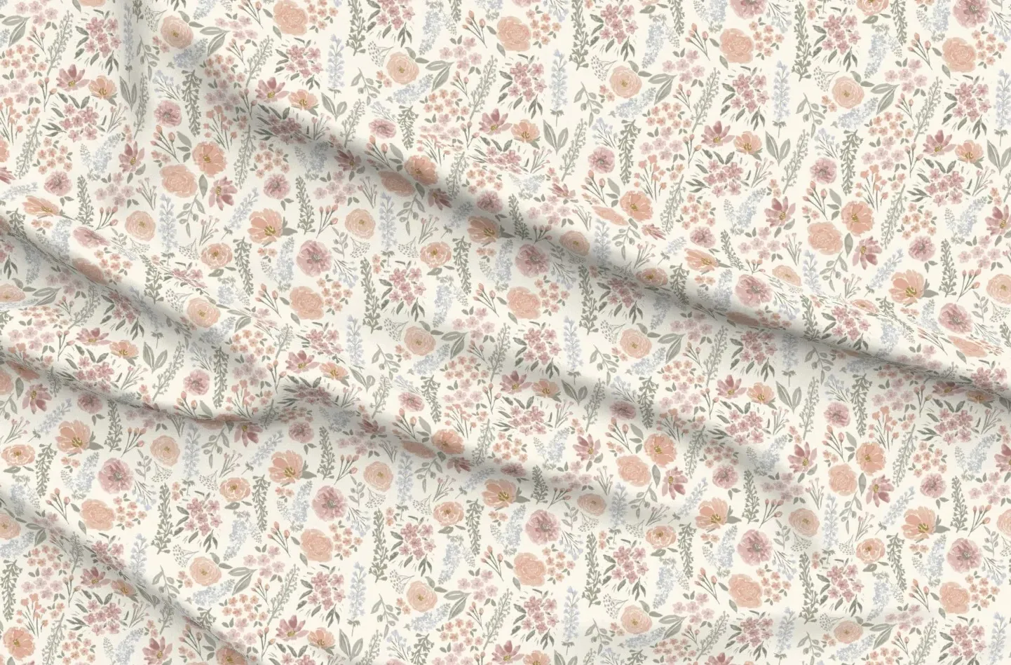 Consider The Wild Flowers Floral Pique Fabric - Sage Green product