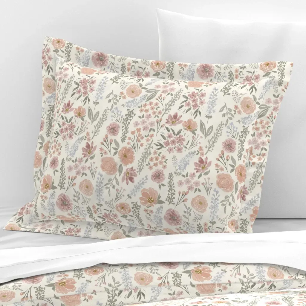 Consider The Wild Flowers Standard Flannel Pillow Sham - Blush Pink product