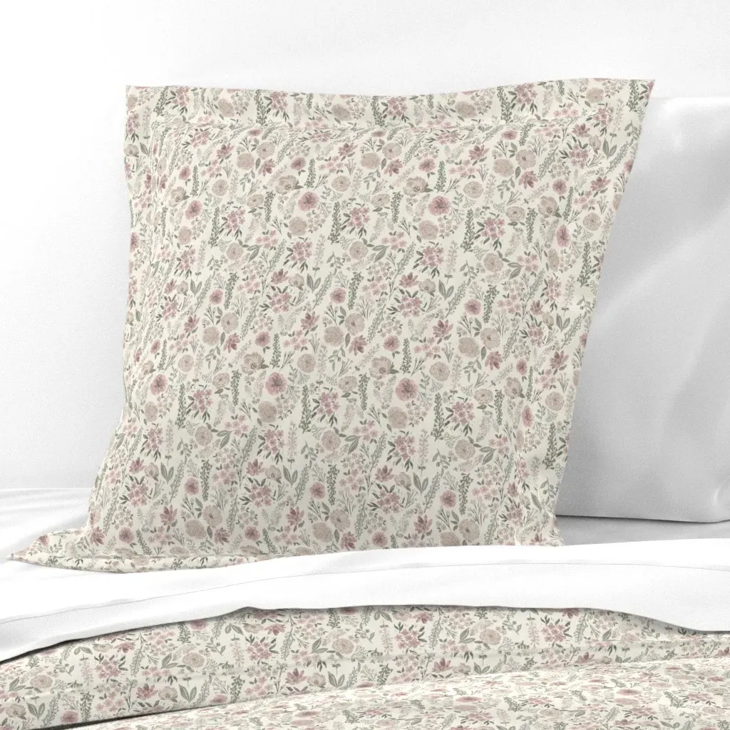 Consider The Wildflowers Floral Euro Pillow Sham - Dusty Rose product