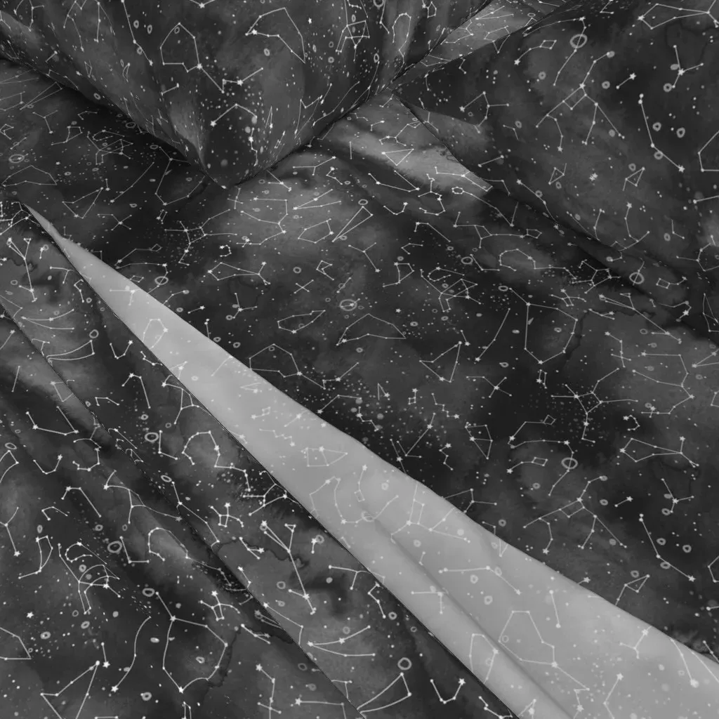Constellations Black Watercolour Queen Sheet Set - White alternate view