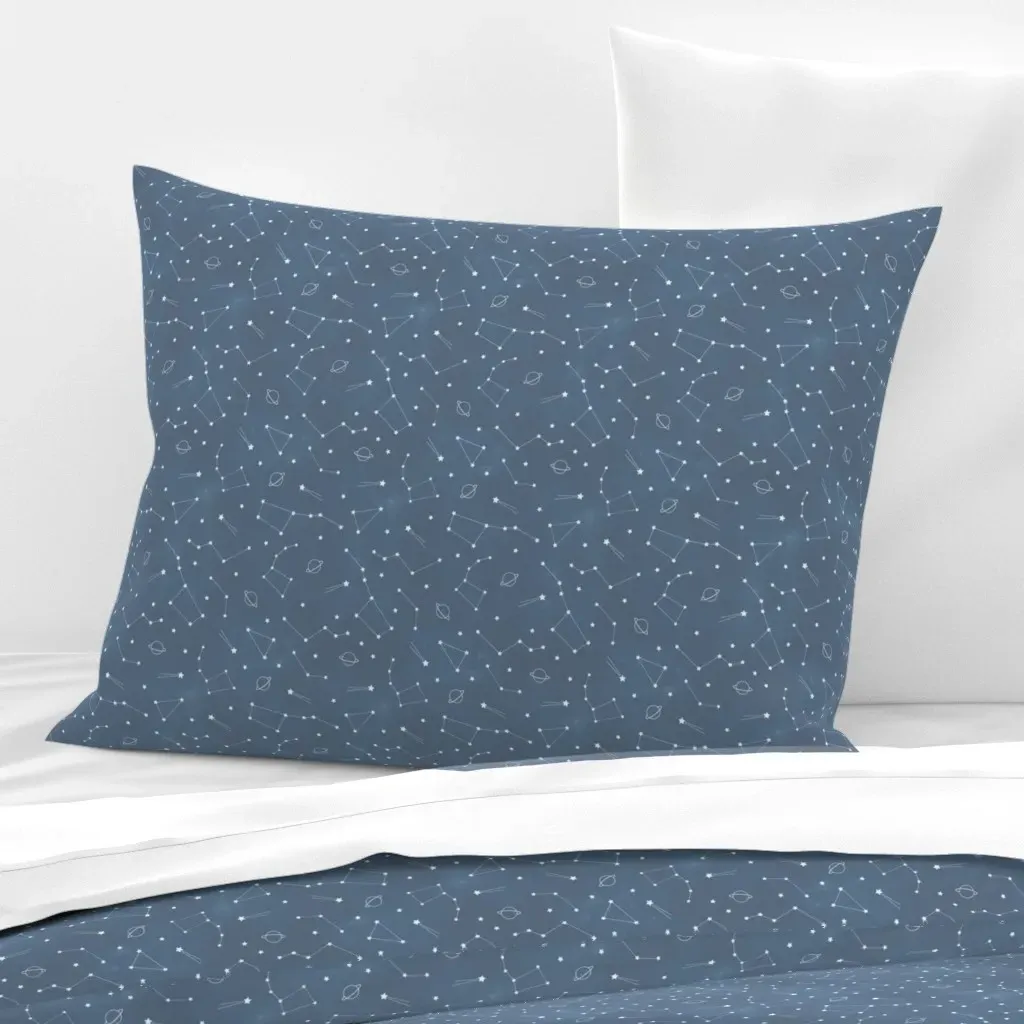 Constellations Cloudy Sky Standard Knife Edge Pillow - White, Cotton Sateen product