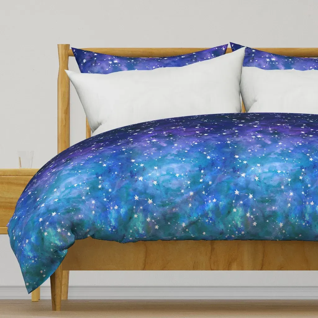 Constellations On Purple Duvet Cover - Dark Blue product