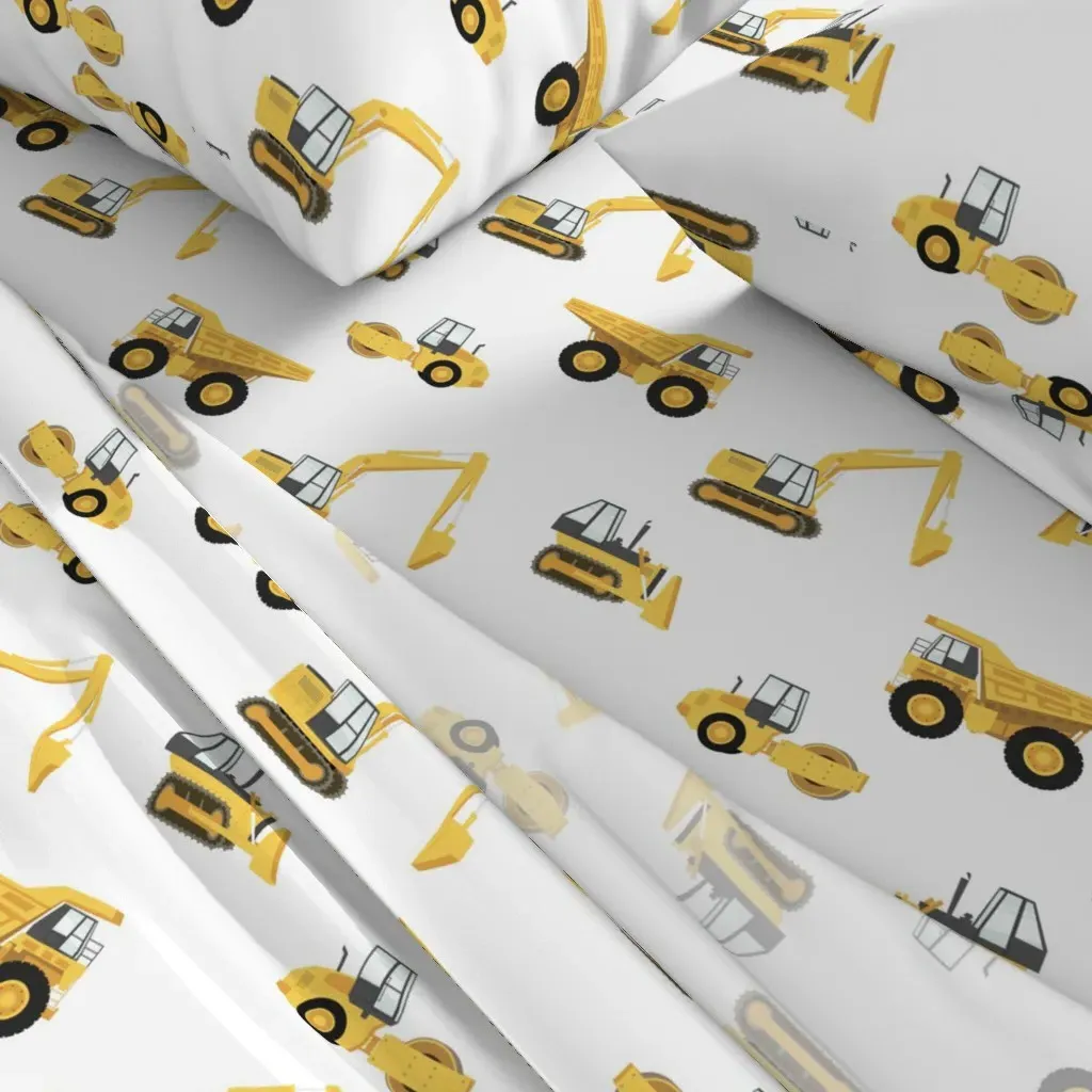 Construction Trucks Queen Sheet Set - Yellow alternate view