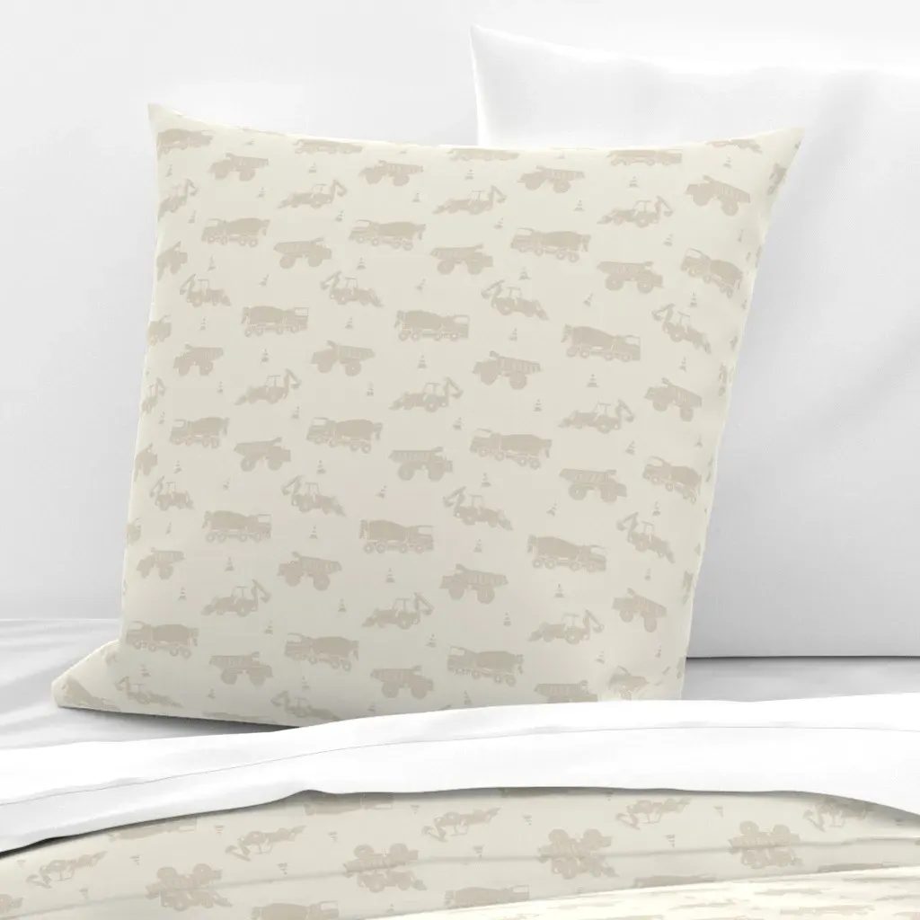 Construction Trucks Small Scale Euro Pillow Sham - Beige product