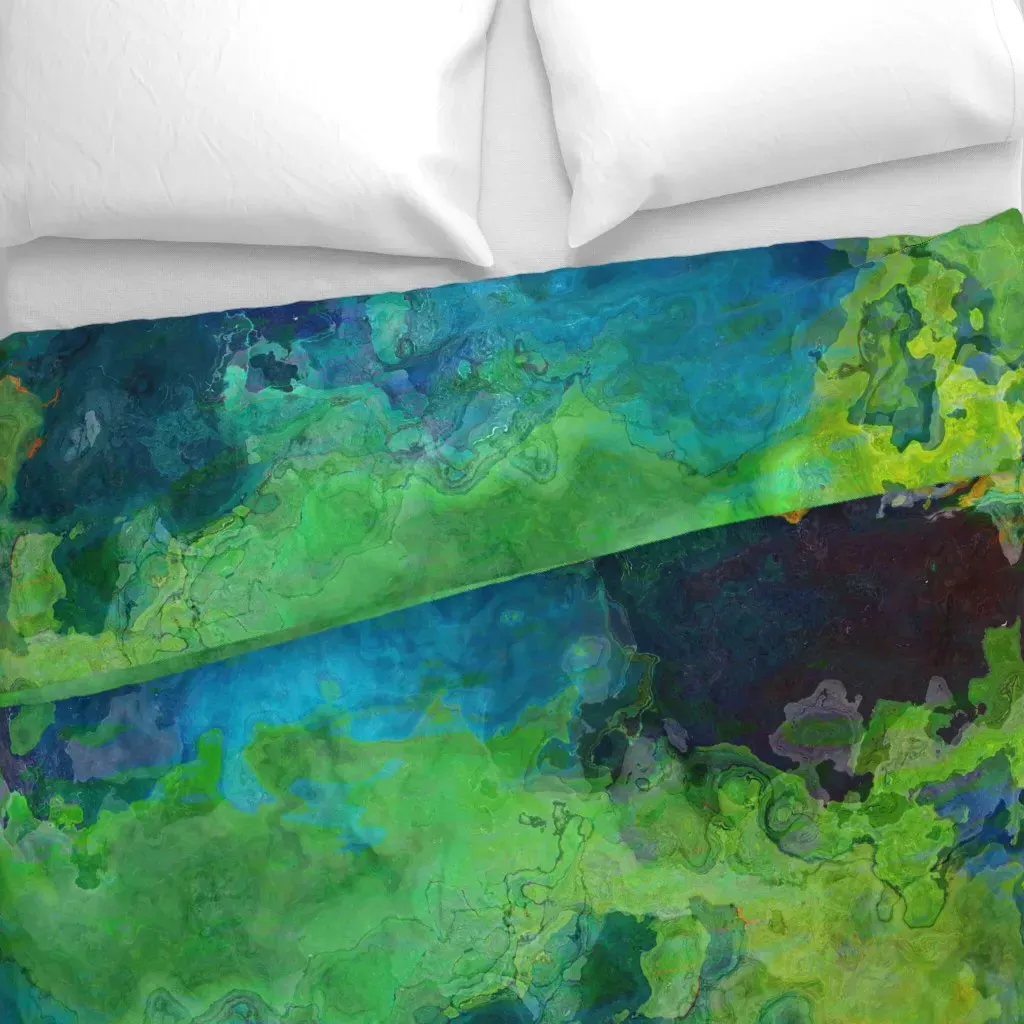 Contemplation Abstract Duvet Cover - Green alternate view