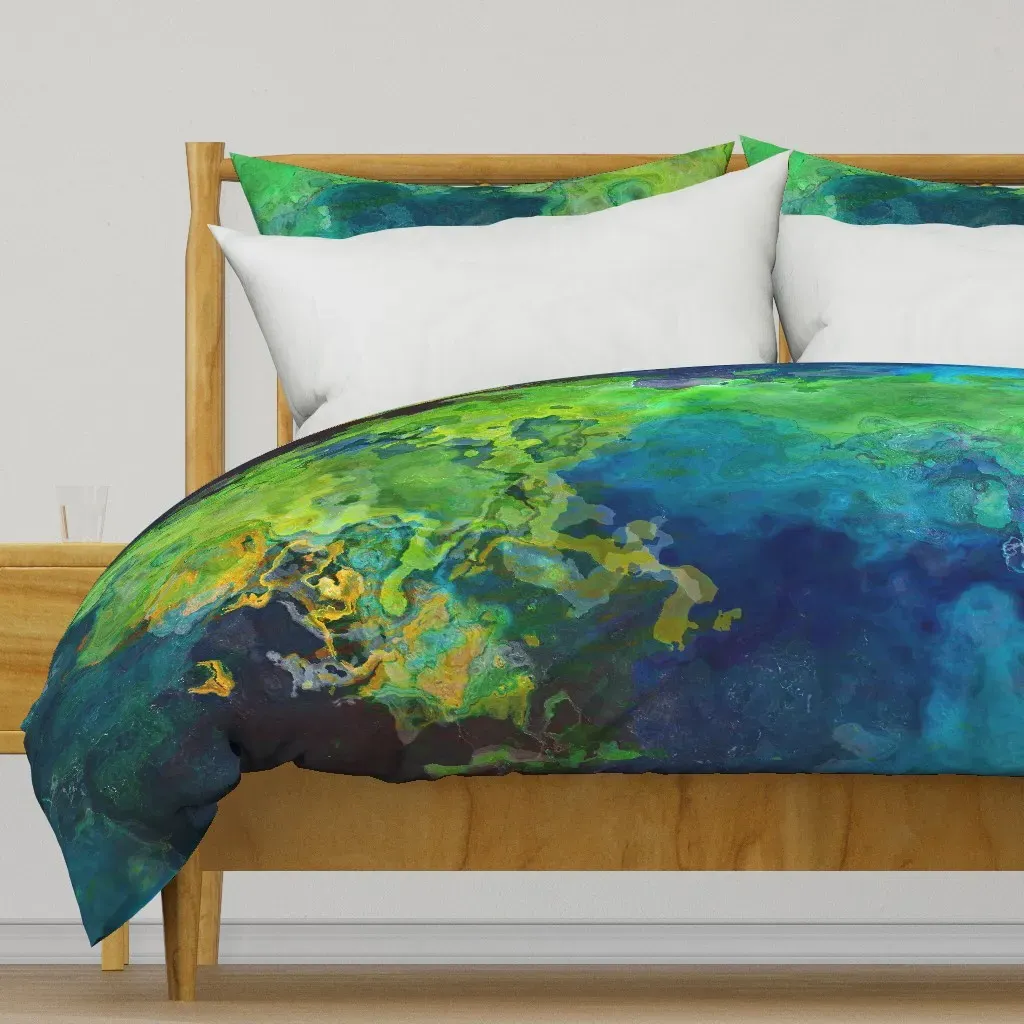 Contemplation Abstract Duvet Cover - Green product