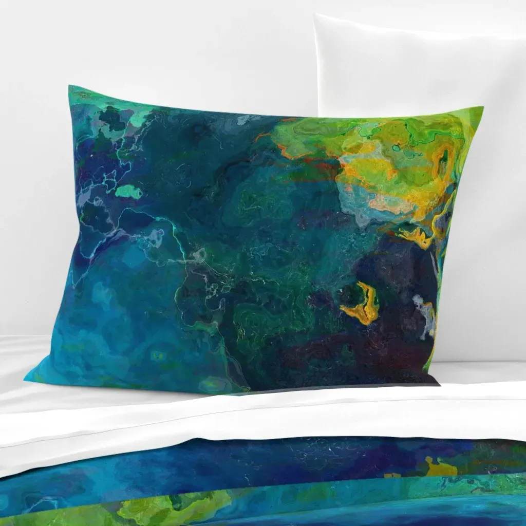 Contemplation Abstract Standard Knife Edge Cushion - Green, Cotton Sateen product