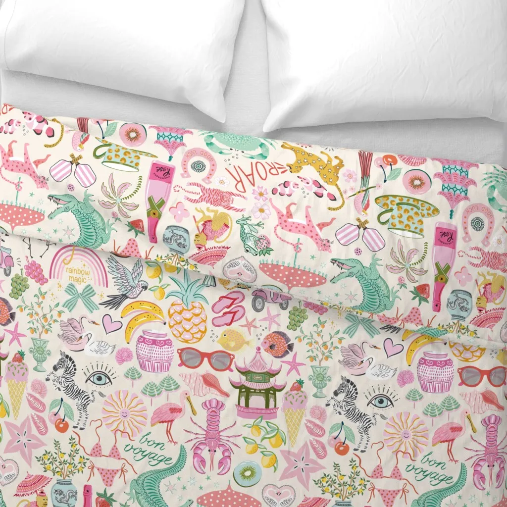 Conversational Collage Duvet Cover - Pink alternate view