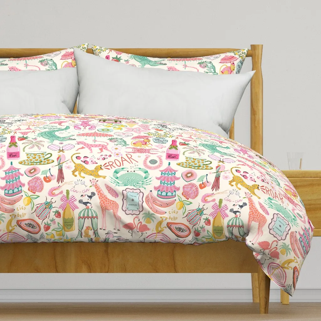 Conversational Collage Duvet Cover - Pink product