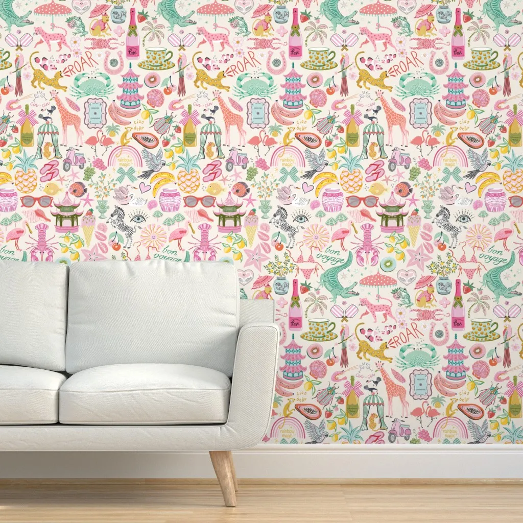 Conversational Collage Large Peel and Stick Wallpaper - Cream product