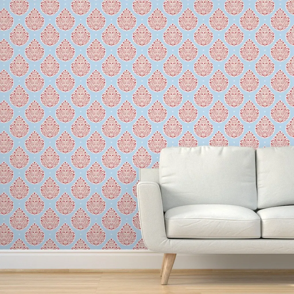 Conway Paisley Peel and Stick Wallpaper - Red, Blue product