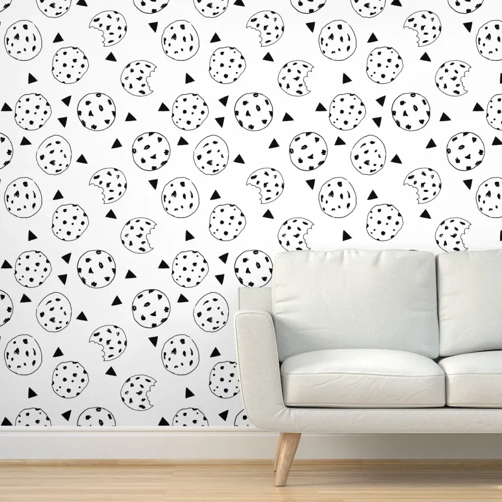 Cookies Hand-Drawn Illustration Peel and Stick Wallpaper - Black product