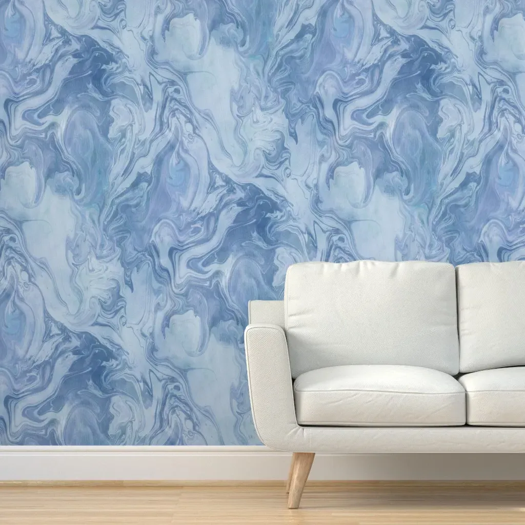 Cool Blue Marbling Peel and Stick Wallpaper - Blue, Gray product