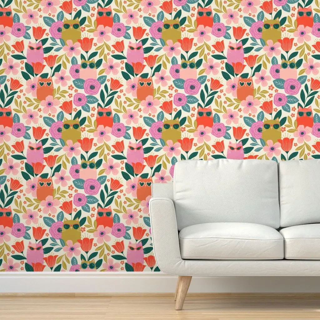Cool Cats Peel and Stick Wallpaper Removable - Orange product