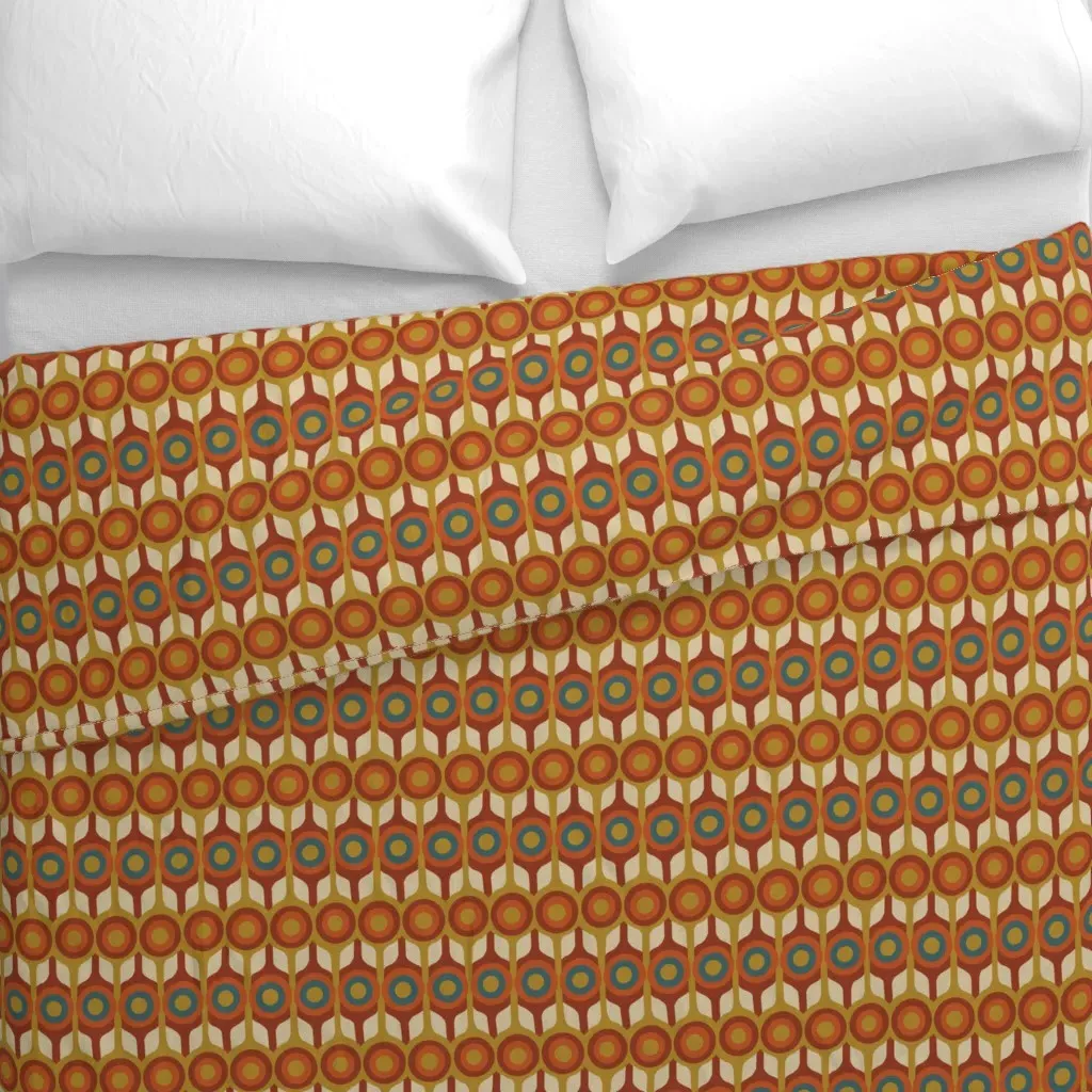 Cool Disco Platters Small Duvet Cover - Burnt Orange alternate view