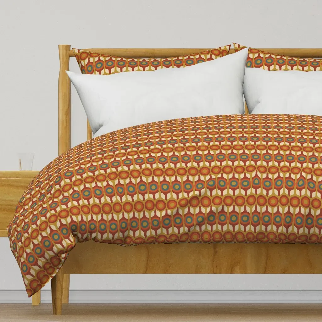 Cool Disco Platters Small Duvet Cover - Burnt Orange product