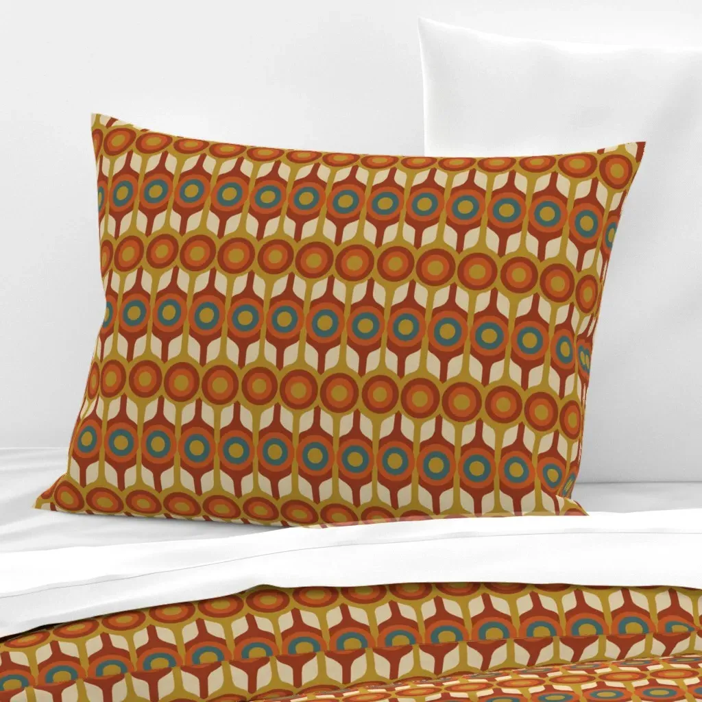 Cool Disco Platters Standard Knife Edge Pillow - Burnt Orange, Cotton Sateen product