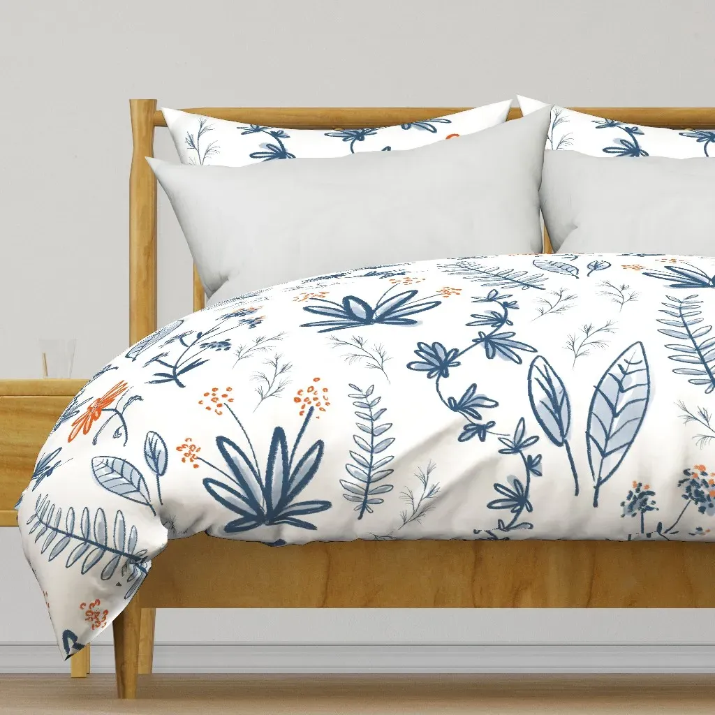 Cool Summer Floral Doodle Duvet Cover - Blue product