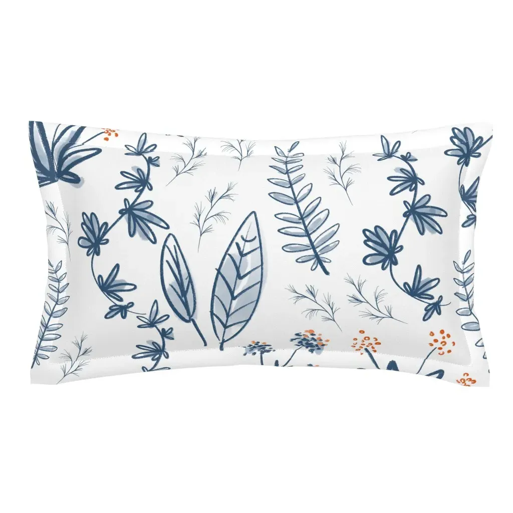 Cool Summer Floral Doodle King Pillow Sham - Blue product