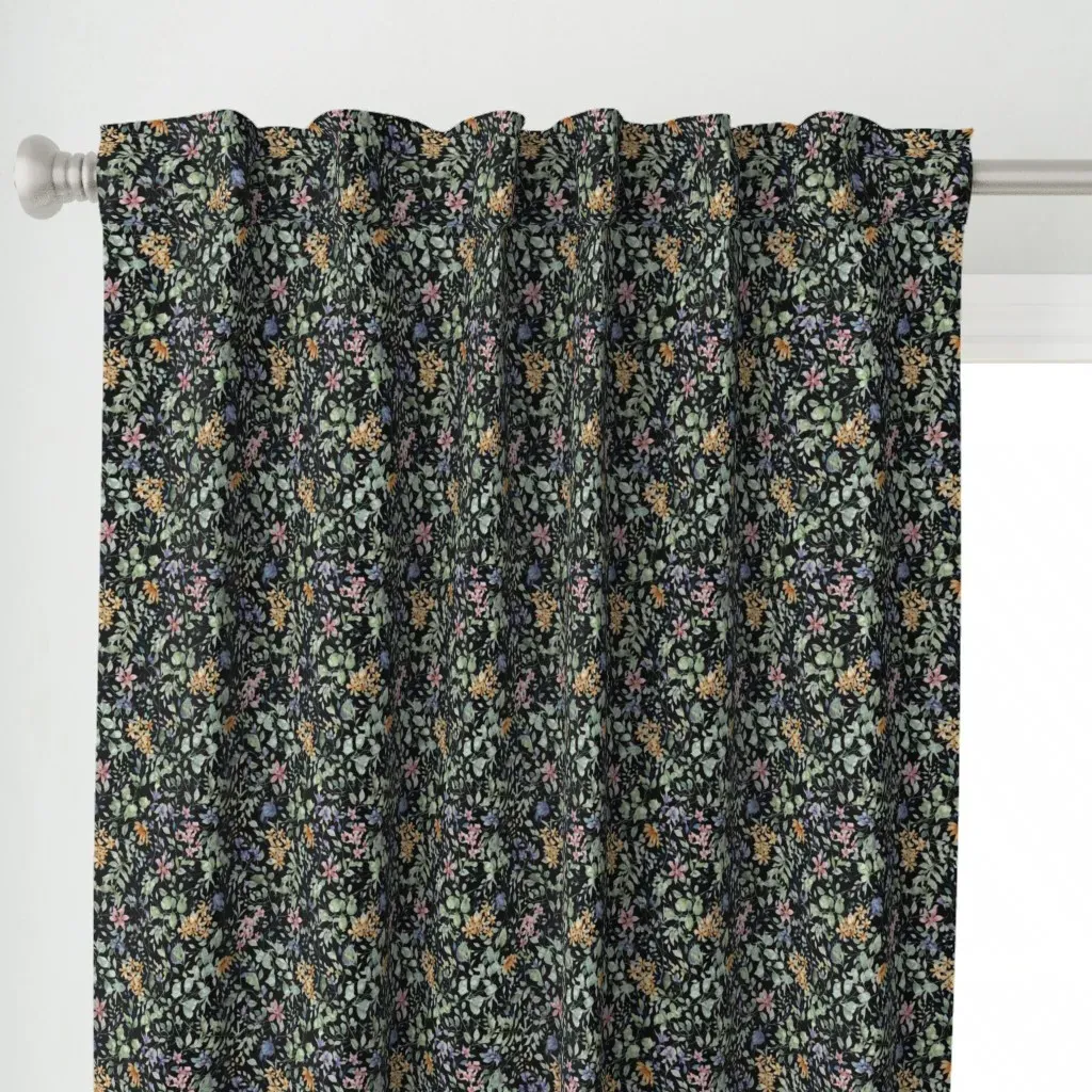 Coordinate To Floral Tea Curtain Panel - Dark Green alternate view