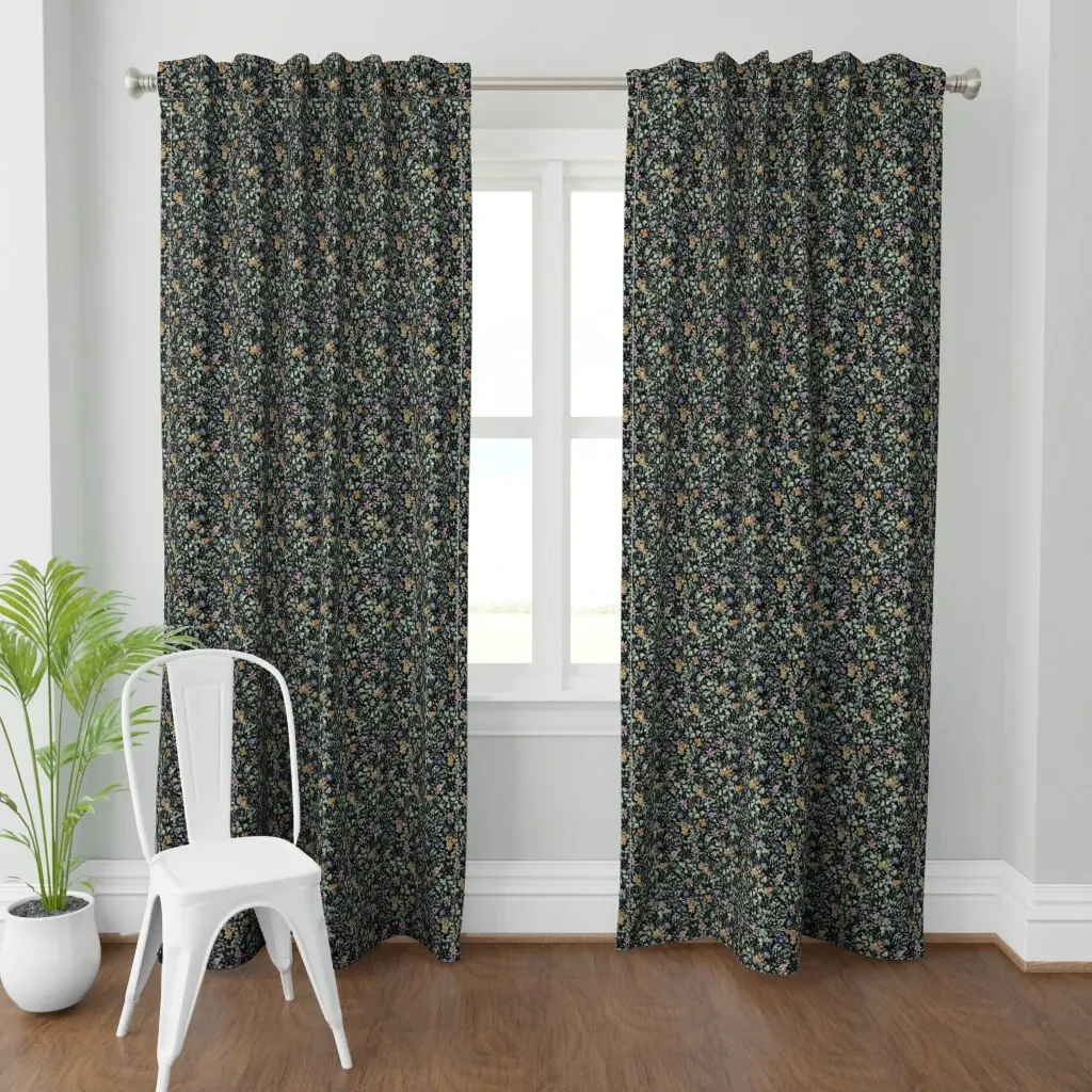 Coordinate To Floral Tea Curtain Panel - Dark Green product