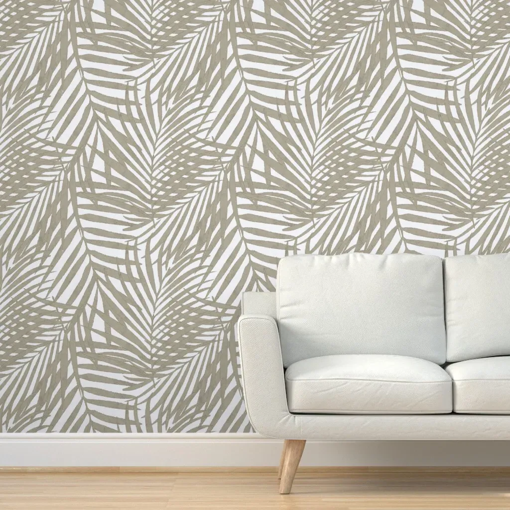 Copley Grey Watercolor Fronds Peel and Stick Wallpaper - Taupe product