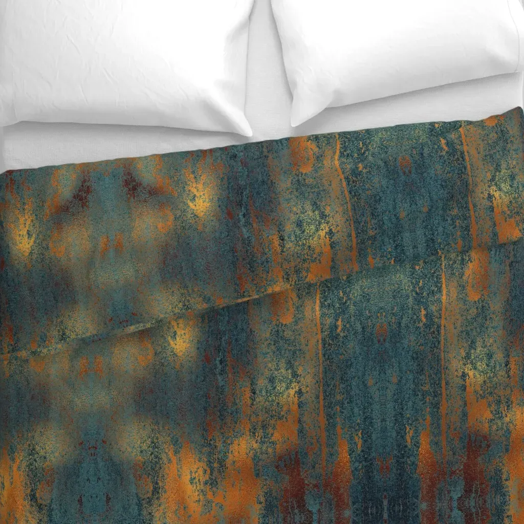 Copper & Indigo Grunge Duvet Cover - Teal alternate view