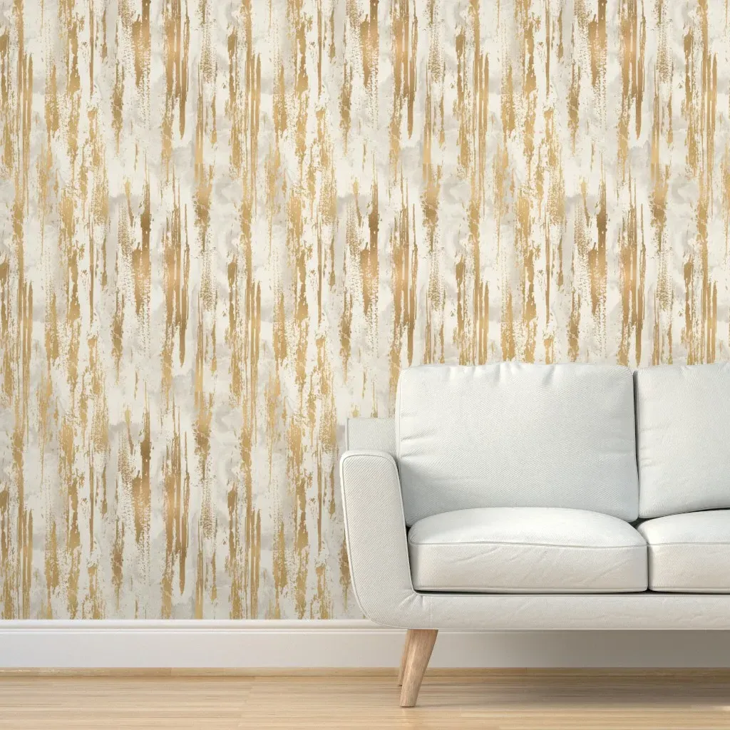 Copper Lines Peel and Stick Wallpaper - Cream Gold product