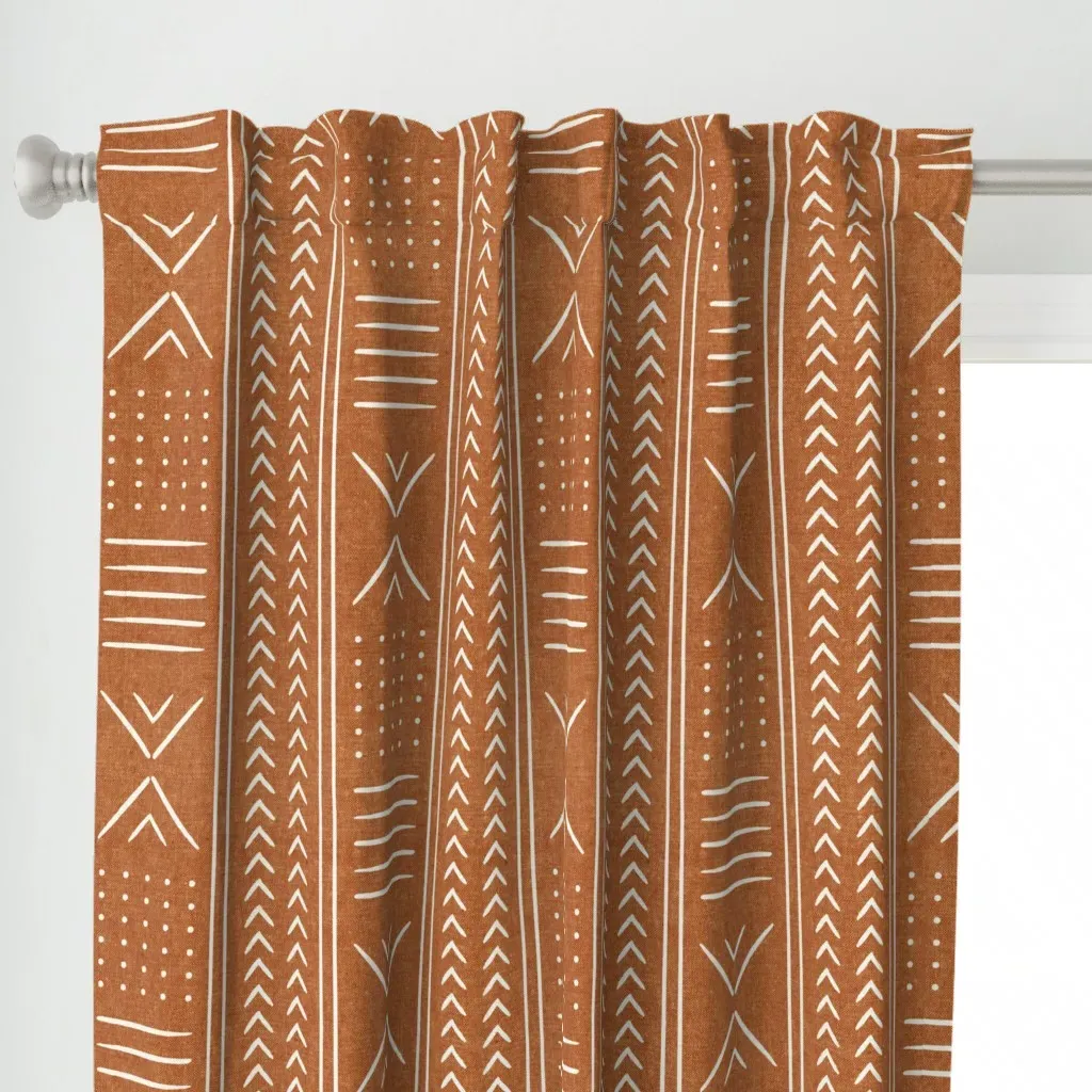 Copper Mud Cloth Arrow Curtain Panel - Terracotta alternate view