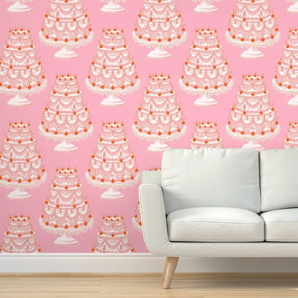 Coquette Gateau Tiered Cake Peel and Stick Wallpaper - Pink product