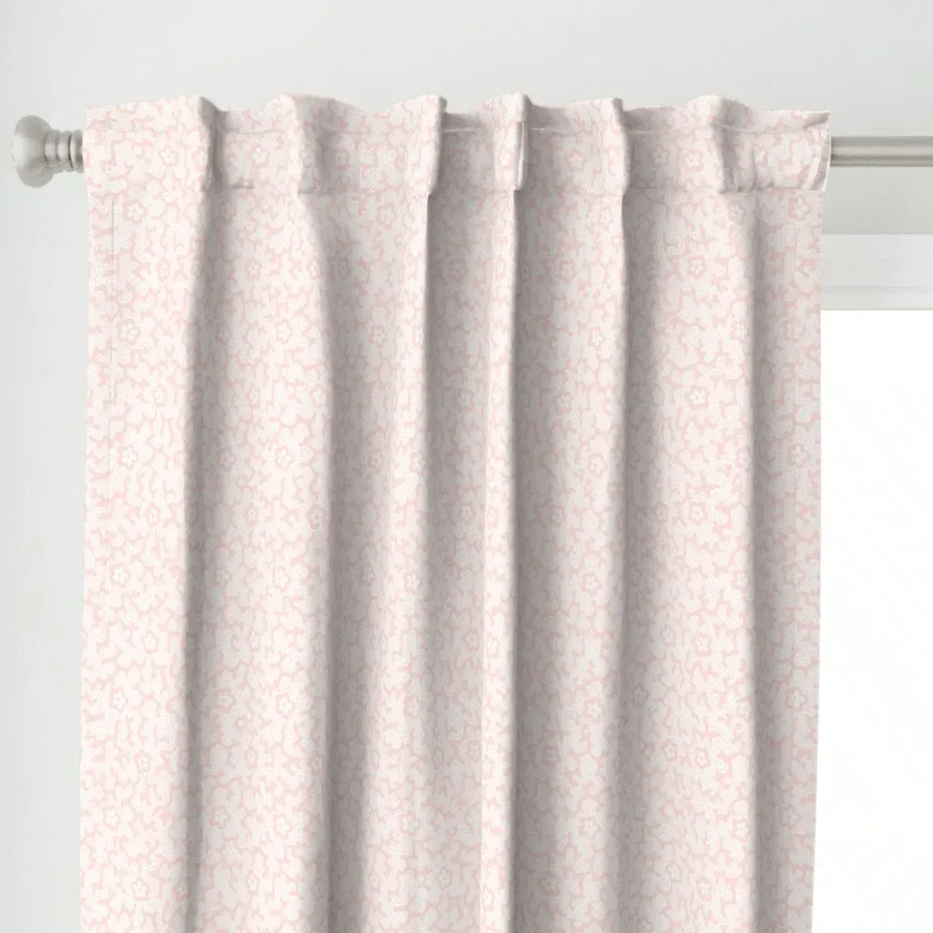 Coral Floral Dotted Curtain Panel - Light Coral alternate view