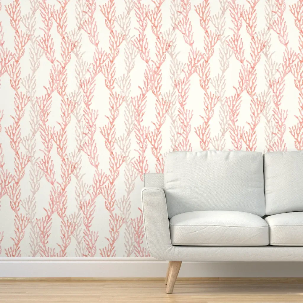 Coral Mermaid Peel and Stick Wallpaper - Red, Orange product
