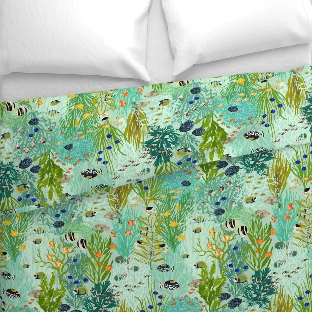 Coral Reef Ocean Duvet Cover - Teal alternate view