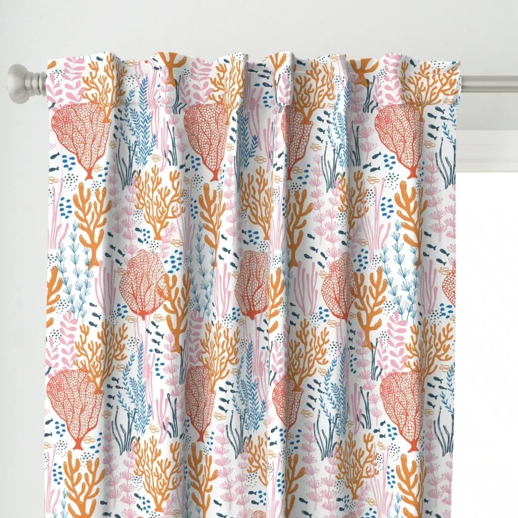 Coral Reef Ocean Fabric Curtain Panel - Orange alternate view