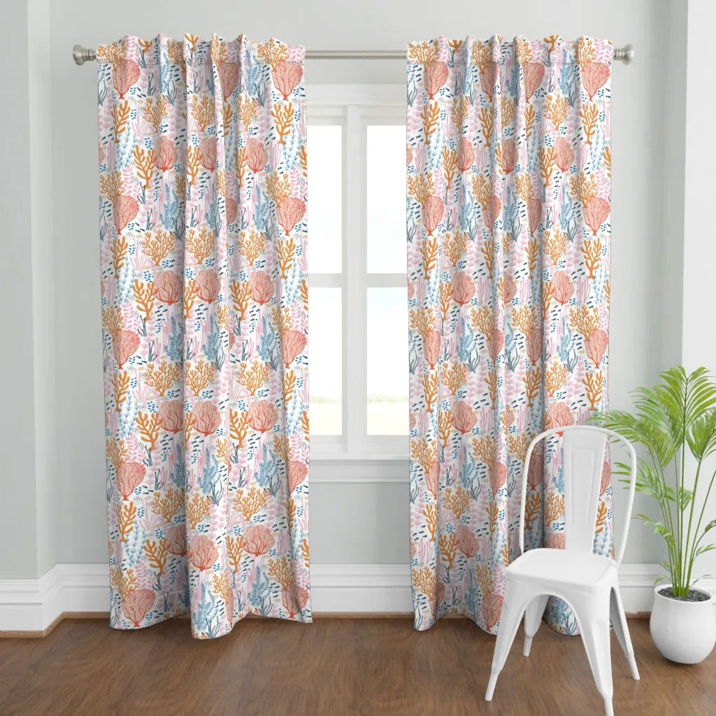 Coral Reef Ocean Fabric Curtain Panel - Orange product
