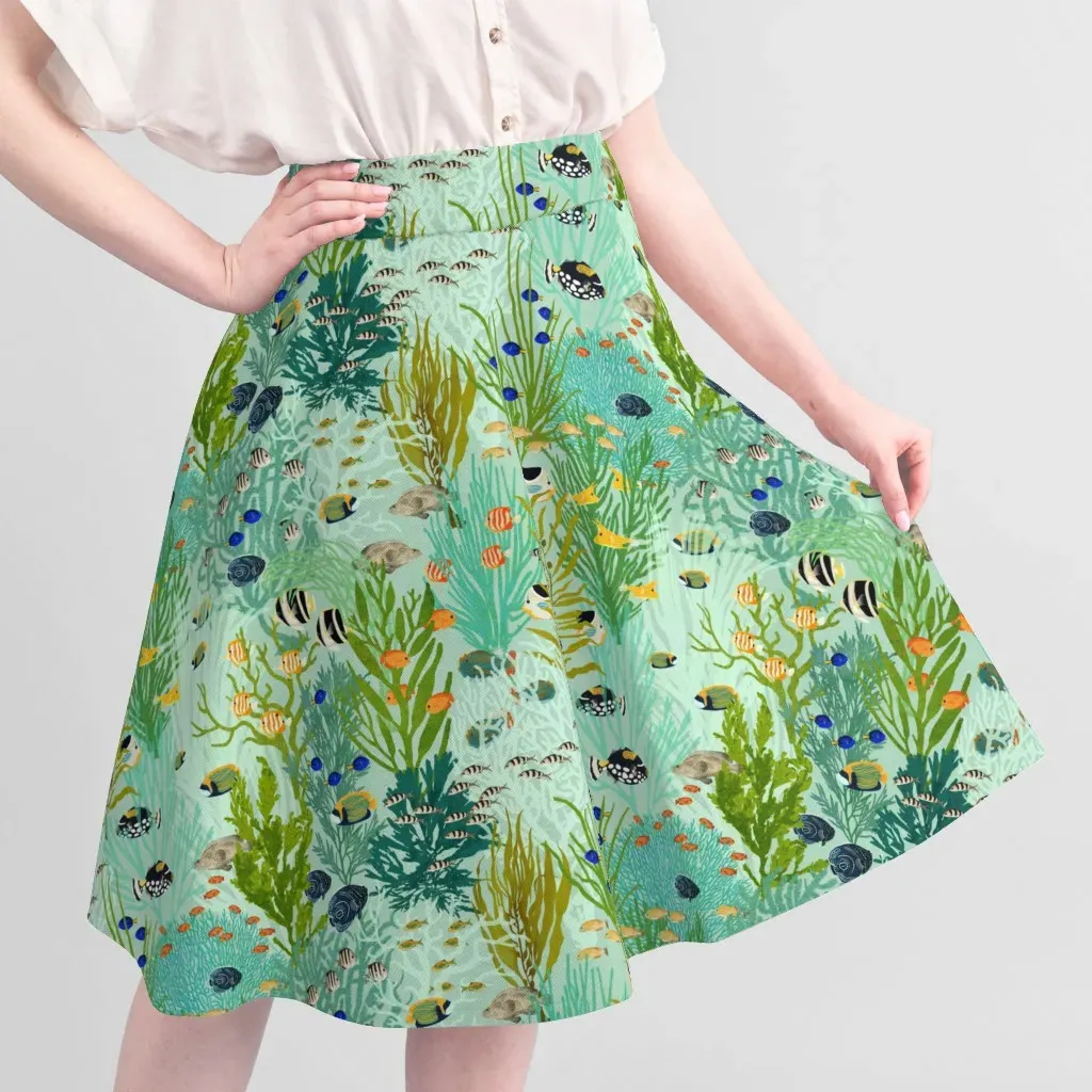 Coral Reef Ocean Print Fabric by the Yard - Teal, Pique alternate view