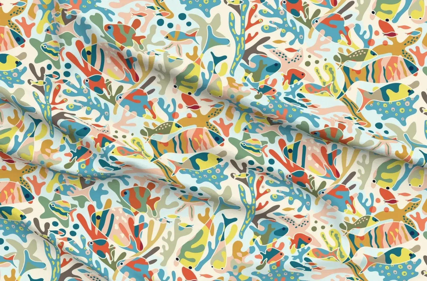 Coral Reefs Jumbo Retro Pique Fabric - Orange product