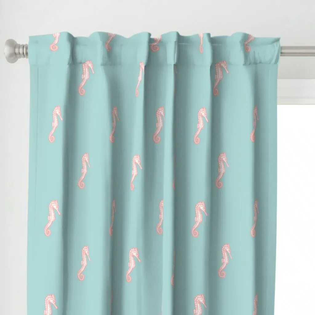 Coral Seahorses Curtain Panel - Pink alternate view