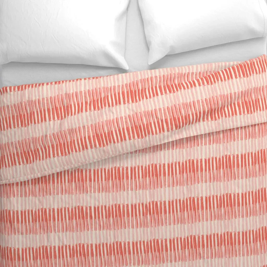 Coral Stripes Duvet Cover - Coral alternate view