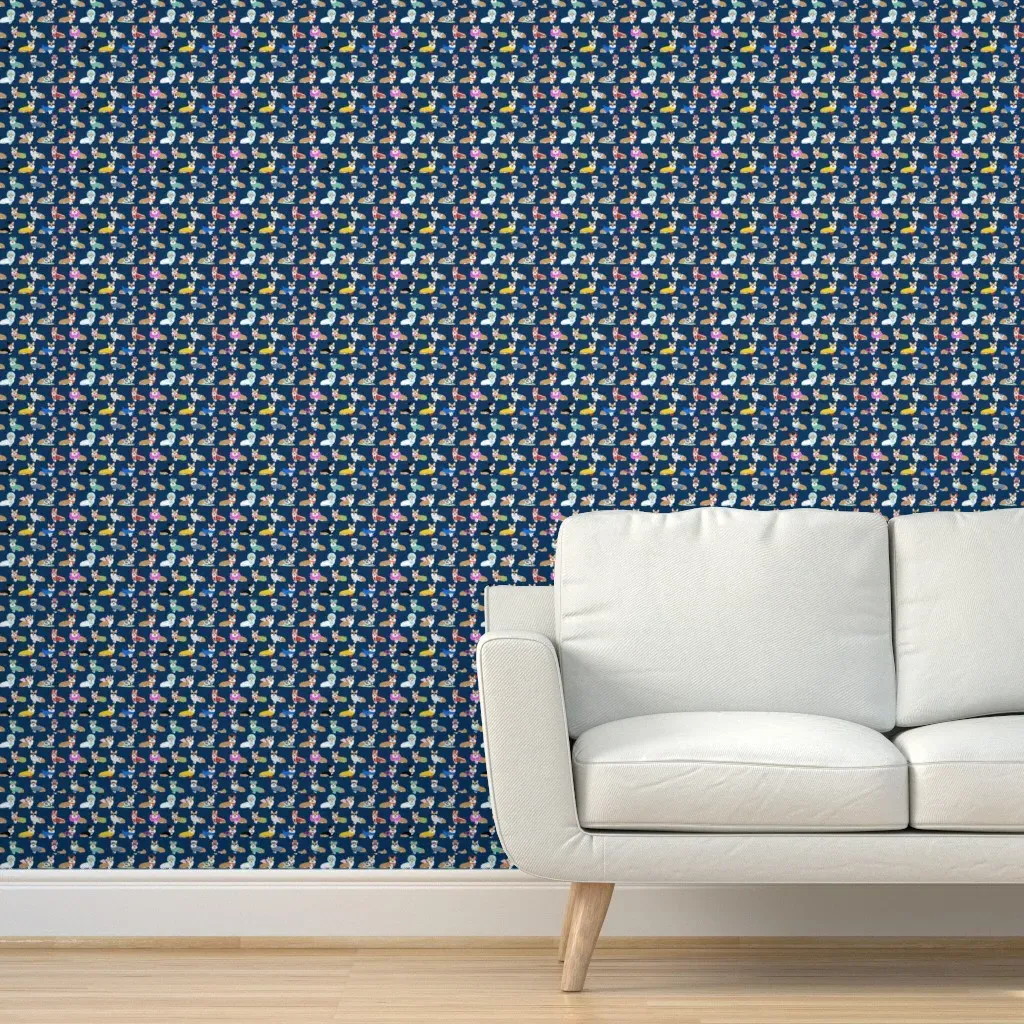 Corgi Costume Peel and Stick Wallpaper - Tan, Navy product